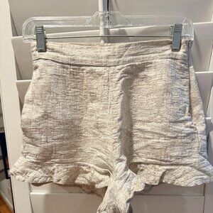 Willow & Clay Cream Textured Ruffle Hem Shorts - Boho Chic XS